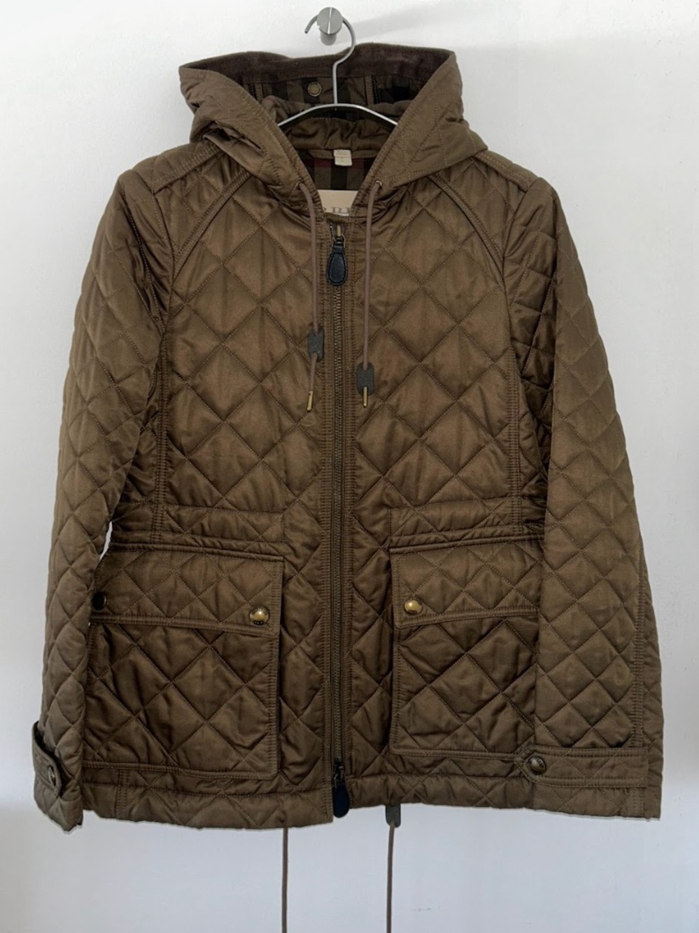 Burberry Quilted Hooded Jacket in Brown